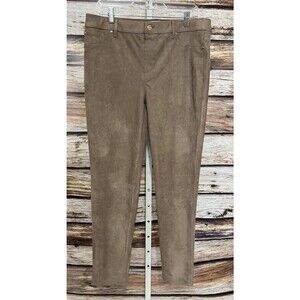 Chico's Women's Faux Suede Pants Size 1.5 Tan Mid Rise Straight Leg